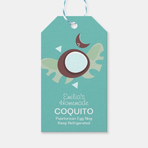 Modern Coquito Recipe Drink Coconut Egg Nog  Gift Tags