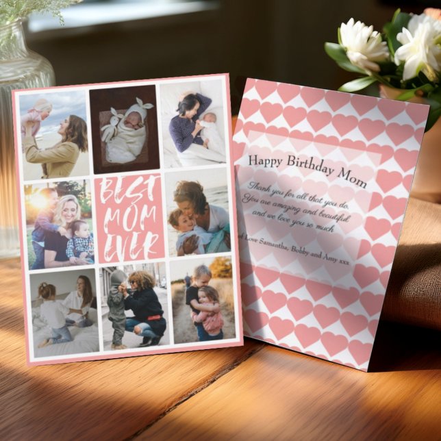 Modern Coral 8 Photo Collage Best Mom Ever (Creator Uploaded)