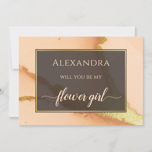 Modern Coral Abstract Digital Maid of Honor Card
