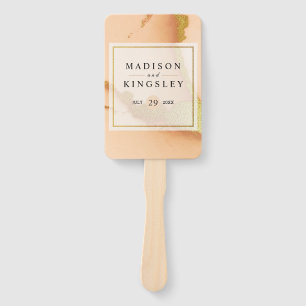 Modern Coral Abstract 💡 Inky Oil Wedding Hand Fan