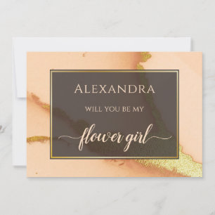 Modern Coral Abstract 💡 Inky Oil Wedding  Invitation