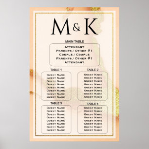 Modern Coral Abstract 💡 Inky Oil Wedding  Poster