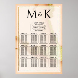 Modern Coral Abstract 💡 Inky Oil Wedding Poster