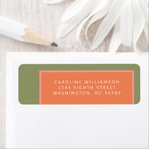 Modern Coral and Green Geometric Return Address Label