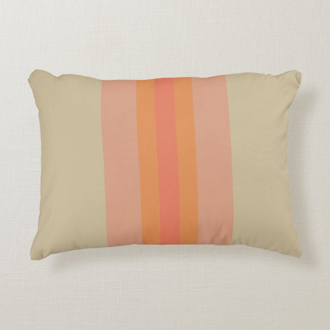 Modern Coral Beige Striped Accent Pillow (Front)