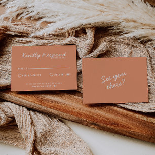 Modern Coral Bright Whimsical Summer Wedding RSVP Card