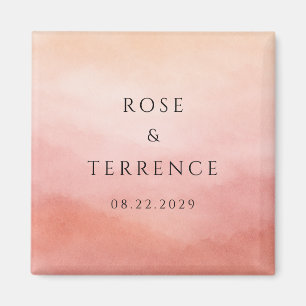Modern Coral Coastal Chic Elegant Wedding Magnet