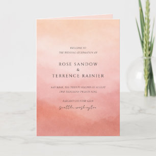 Modern Coral Coastal Chic Elegant Wedding Program
