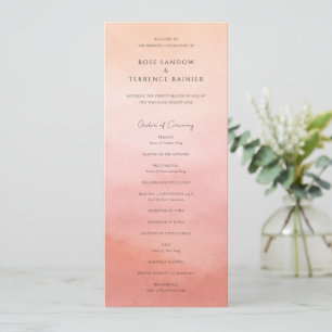 Modern Coral Coastal Chic Elegant Wedding Program