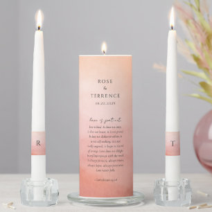 Modern Coral Coastal Chic Elegant Wedding Unity Candle Set