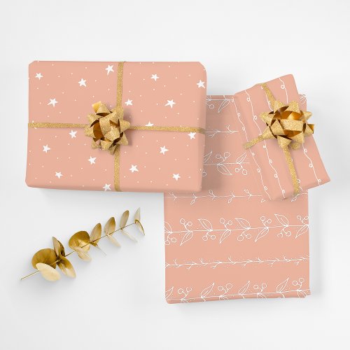 Modern Coral Color F1B9A3   Wrapping Paper Sheets