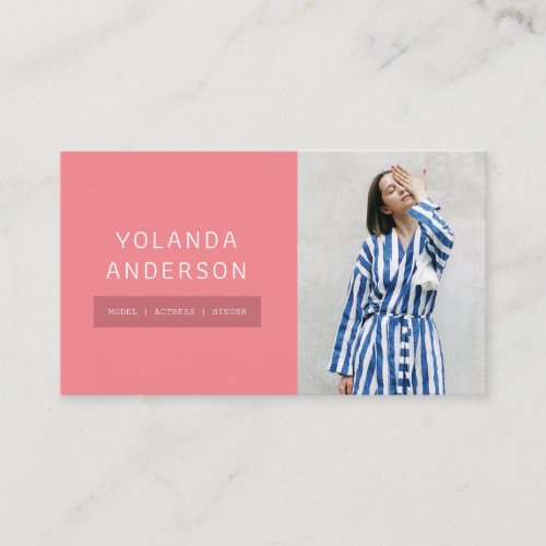 Modern coral fashion stylist actor model photo business card