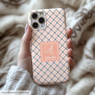 Modern Coral Grey iPhone Case Clear Name Accent