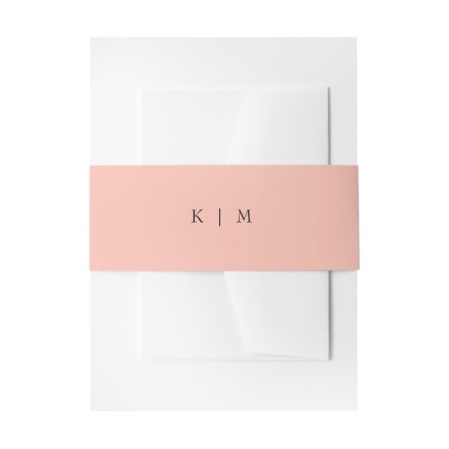 Modern Coral Monogrammed Minimalistic Invitation Belly Band - This wedding band is simple and in a coral color. It features a monogram in the center to create a very minimalistic design.