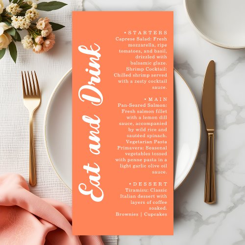 Modern Coral Orange Eat and Drink Wedding