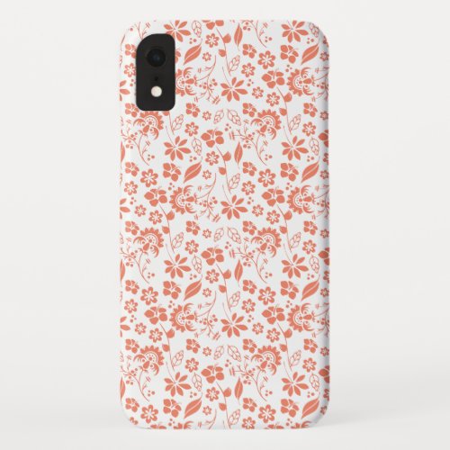Modern Coral Peach Tropical Floral Garden Pattern iPhone XR Case