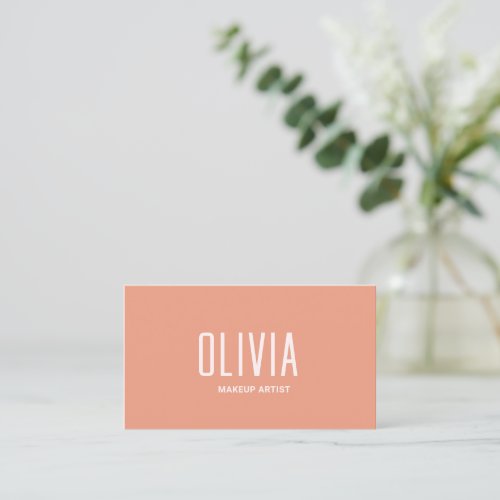 Modern Coral Peach Typography Elegant Chic Business Card