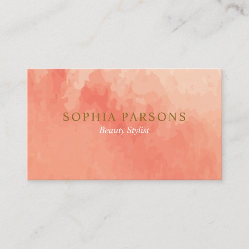 Modern Coral Peach Watercolour Blot Business Card