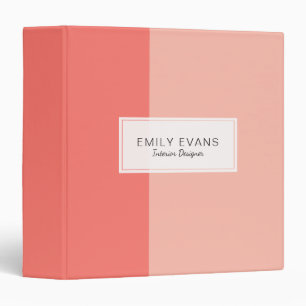 Modern Coral Pink and Peach Color Block 3 Ring Binder