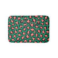 Modern Coral Pink Black Green Leopard Animal Print