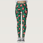 Modern Coral Pink Black Green Leopard Animal Print Leggings<br><div class="desc">This modern and trendy pattern is perfect for the stylish fashionista. It features a hand-drawn coral pink, black, and bright green safari animal print. It's elegant, cool, artsy, and unique. ***IMPORTANT DESIGN NOTE: For any custom design request such as matching product requests, color changes, placement changes, or any other change...</div>
