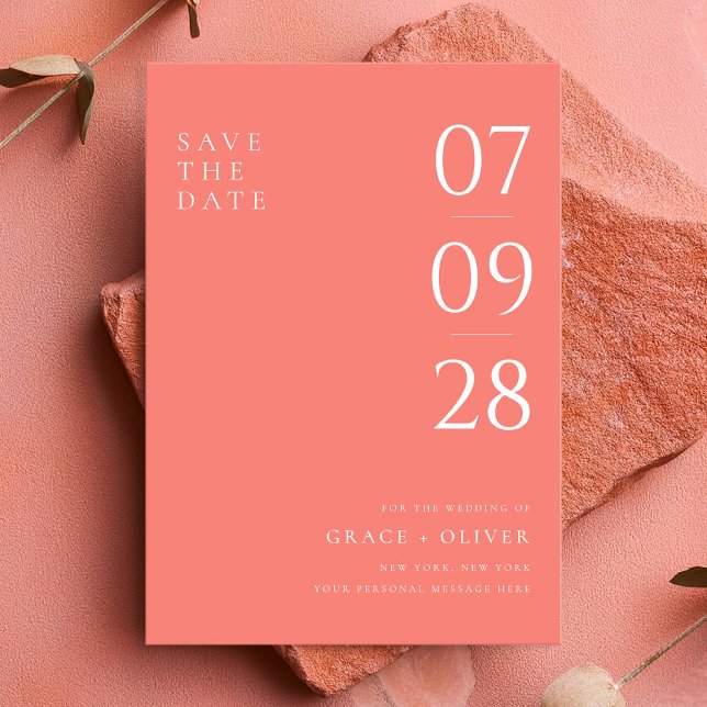 Modern Coral Pink Elegant Wedding Save The Date (Creator Uploaded)