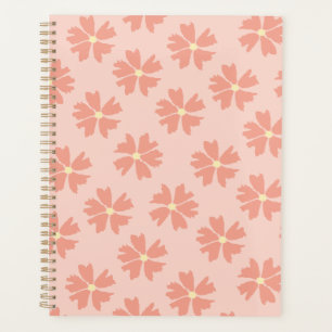 Modern Coral Pink Flower Pattern on Soft Pastel Planner