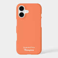 Modern Coral Pink Orange Signature Monogrammed