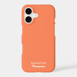 Modern Coral Pink Orange Signature Monogrammed iPhone 17 Case