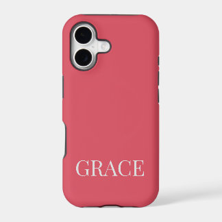 Modern Coral Pink Personalized Name Custom iPhone 17 Case