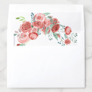 Modern Coral Pink Roses Floral Wedding Envelope Liner
