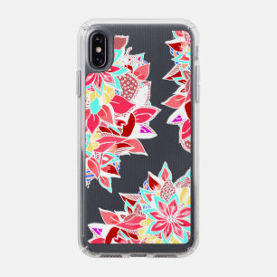 Modern coral pink teal watercolor flowers speck iPhone XS max case