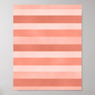Modern Coral Pink Textured Stripes Art Poster