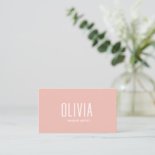 Modern Coral Pink Typography Elegant Simple Business Card