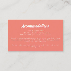 Modern Coral Pink Wedding Accommodations Details Enclosure Card