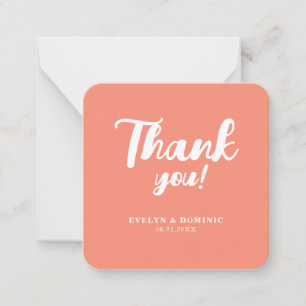 Modern Coral Pink Wedding Budget Thank You Note Card