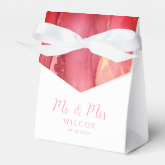 Modern Coral Pink Wedding Favor Box