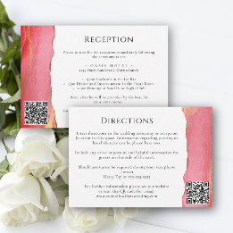 Modern Coral Pink Wedding Information Card