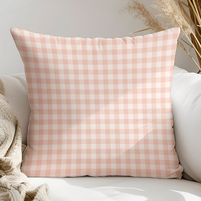 Modern Coral Plaid Pillow Subtle and Stylish Decor (Modern Coral Plaid Pillow Subtle and Stylish Decor)