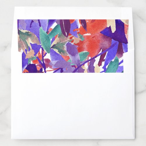 Modern Coral Purple Watercolor Floral Foliage Envelope Liner