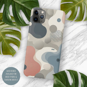 Modern Coral Red Beige Gray Blue Art Pattern iPhone 11Pro Max Case