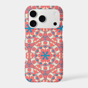 Modern coral red Pug pattern iPhone 17 Pro Case