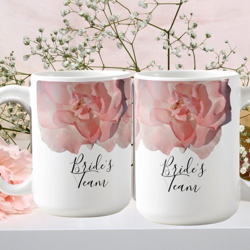 Modern Coral Rose Floral Bride Squad Wedding Magic Mug