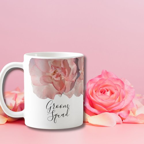 Modern Coral Rose Floral Groom Squad Wedding Mug