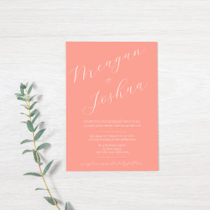 Modern Coral Script Spring Wedding Invitation