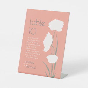Modern Coral Seating Chart Pedestal Sign
