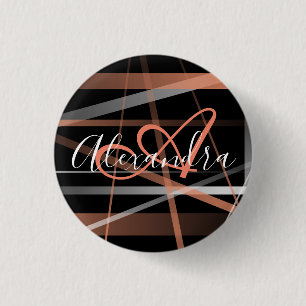 Modern Coral Stripes Abstract Initial Pin