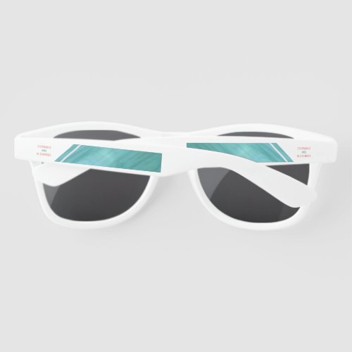 Modern  Coral Teal Wedding Sunglasses