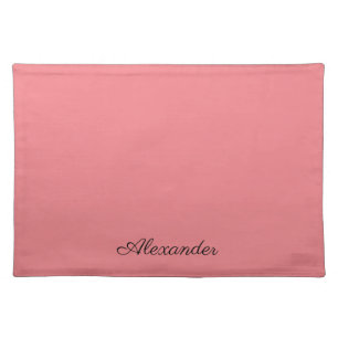 Modern Coral template, Black Script Cloth Placemat