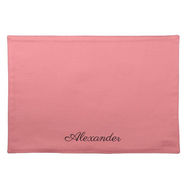 Modern Coral template,  Black Script   Cloth Placemat (Front)